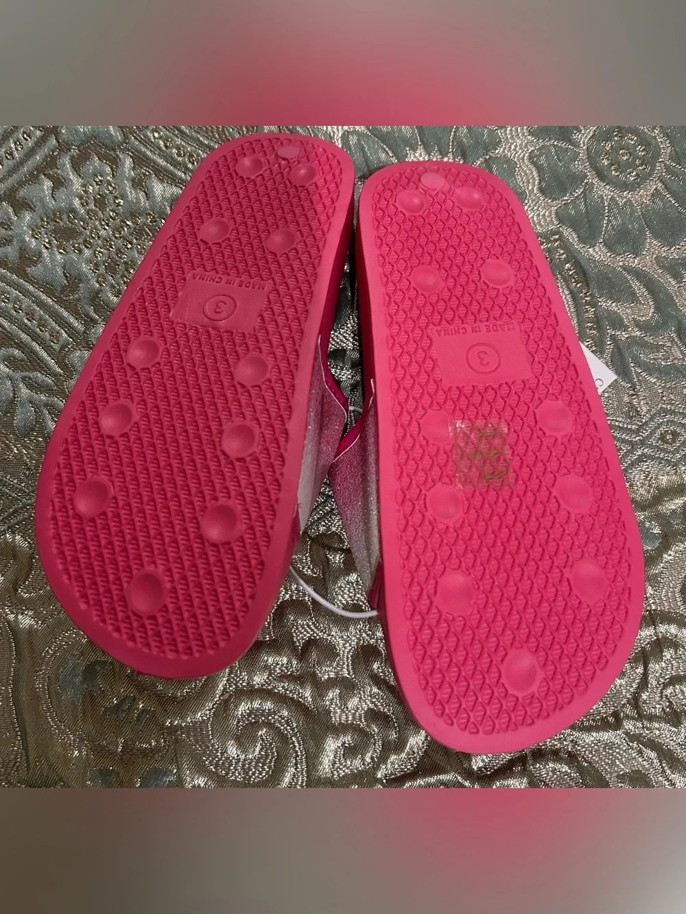 J. Crew Kids' Hot Pink Glitter Ombre Slide Sandals